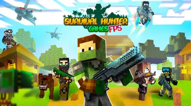 NOVO FPS ESTILO MINECRAFT PARA ANDROID SURVIVAL HUNTER GAMES